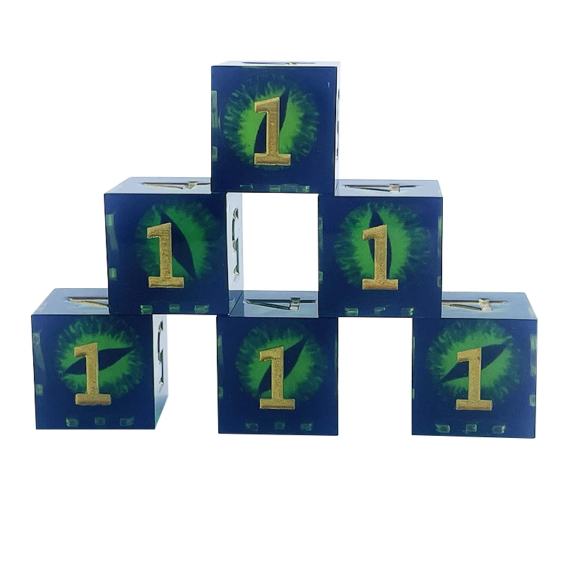 6Pcs Exquisite Polyhedron Mold Resin Dices Set Multicolour Retro Number Portable Toys DND RPG TRPG Party Board Games