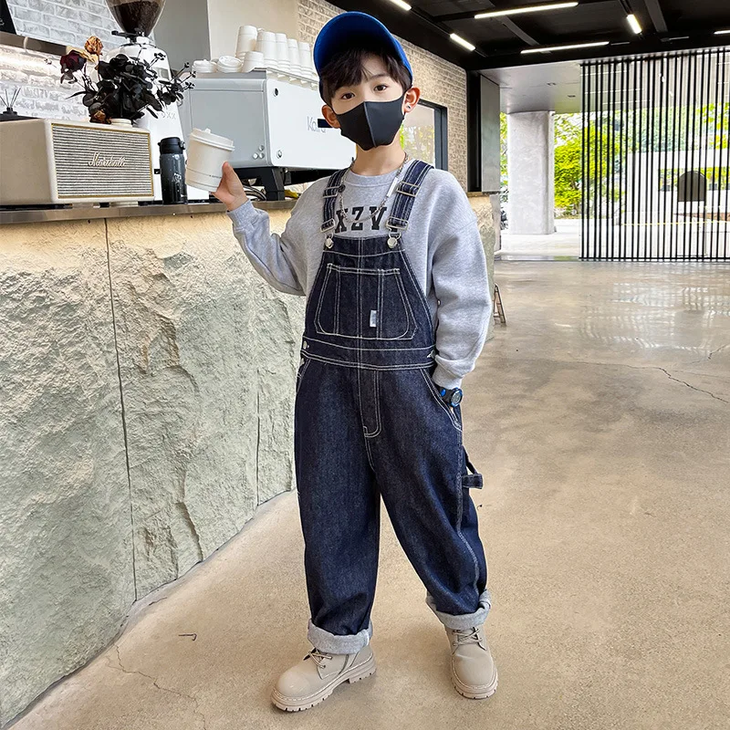 New Retro Boys Overall Jumpsuit Student School Wear Vintage Jeans Overalls Teen Kids Jumpsuit Children Pants Clothes 4-14 Years