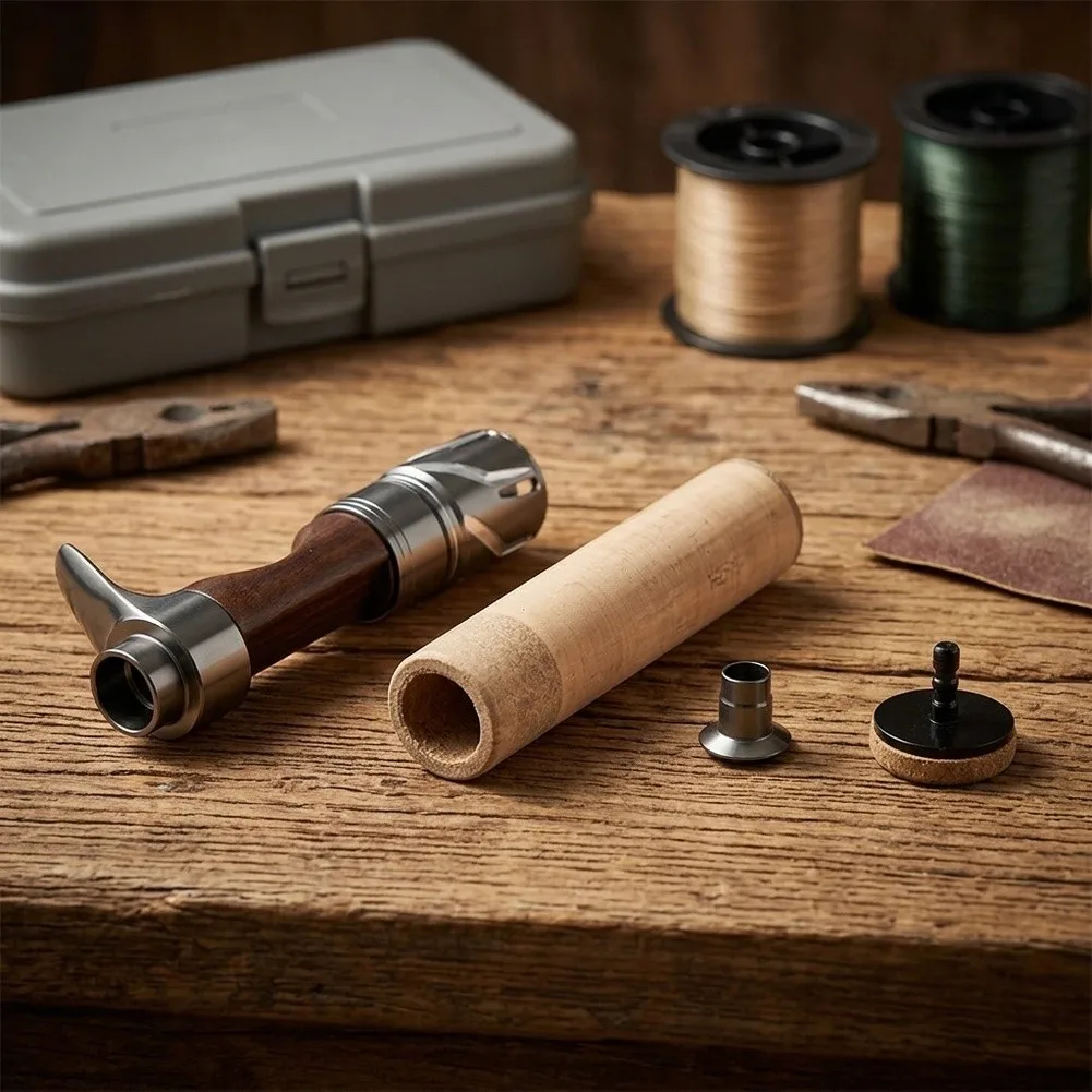 DIY For BFS Rod Handle Kit Hollow Wood Reel Seat Cork Grip Tube Front Rear For Fishing Rod Building Repair Parts Accessories view 2