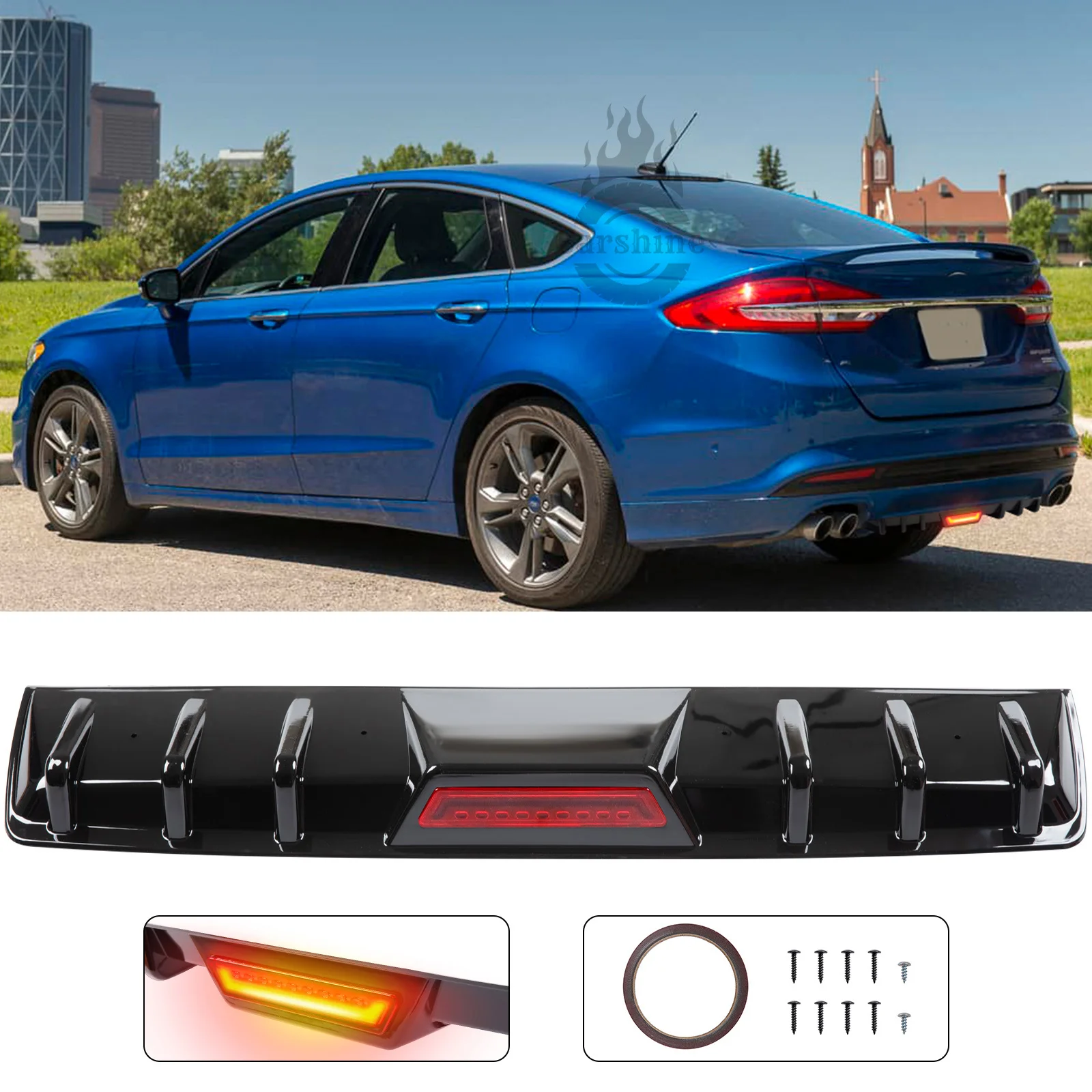 

Диффузор заднего бампера, спойлер, губа со светоотражающим задним фонарем для Ford Fusion 2006-2020