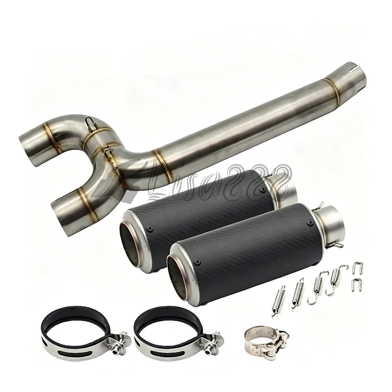 Laser/Sticker Motorcycle Full System Middle Pipe Link Tube 2PCS Exhaust Muffler Motorcycle Accessories For Yamaha FZ6 FZ6N FZ6S