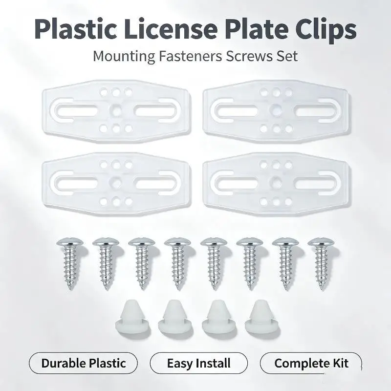 European Standard Frameless License Plate Fastener Buckle 1 Set Transparent Scratch Resistant Clips for Car Maintenance