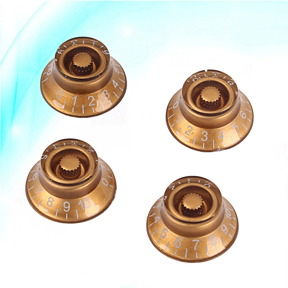 

4pcs Golden Knobs Volume Tone Control Replacement Electric Guitar Parts Durable Plastic Round Knob Caps Easy Install