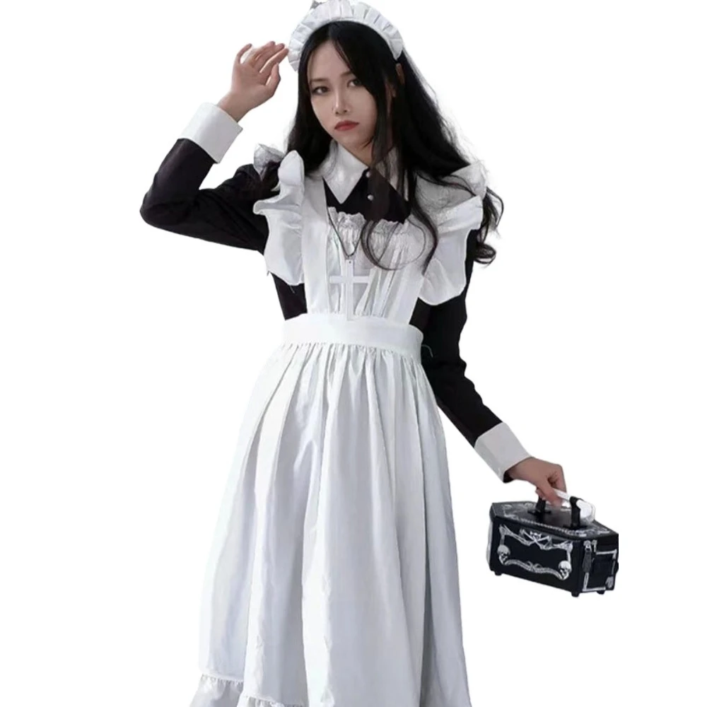 

Anime Maid Cosplay Gothic Lolita Costumes Women Plus Size Love Live Cosplay Halloween Animation Sweet Coffee Waitress Role Play