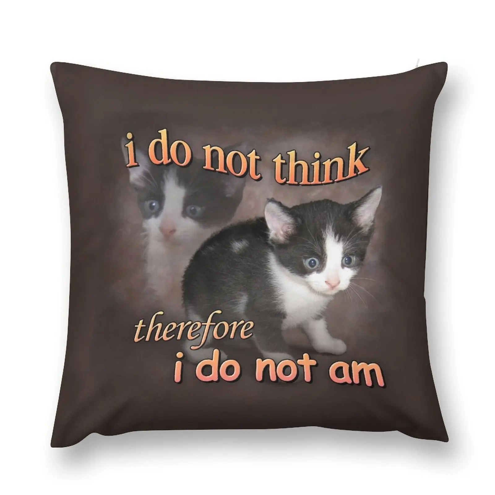 

I do not think therefore I do not am - cat meme portrait Throw Pillow Sofa Pillow Cover Decorative Sofa Cushions pillow