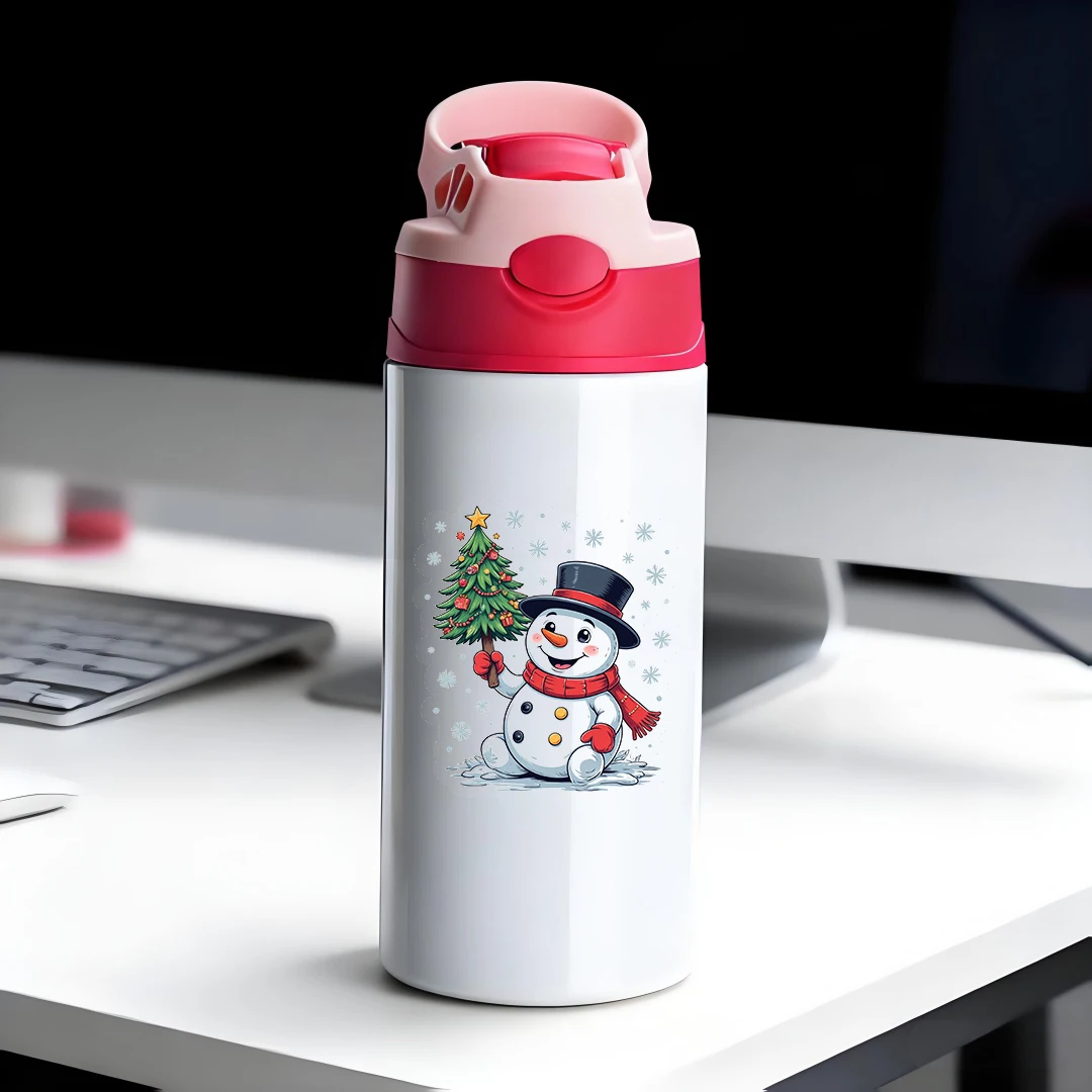 

304 stainless steel thermal cup cartoon Christmas snowman childrens straw cup thermal and leakproof the warmest Christmas gift