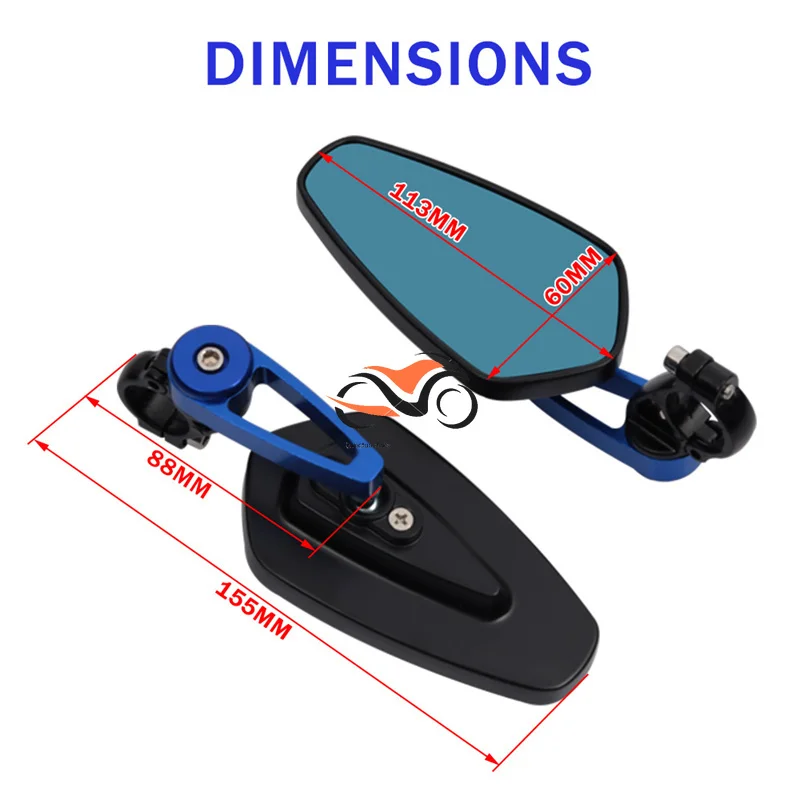 For Kawasaki Z250 Z300 Z400 Z650 Z750 Z800 Z900 Z1000 ZX6R ZX10R Z650RS Z 1000 R / SX Motorcycle Handlebar End Rearview Mirrors