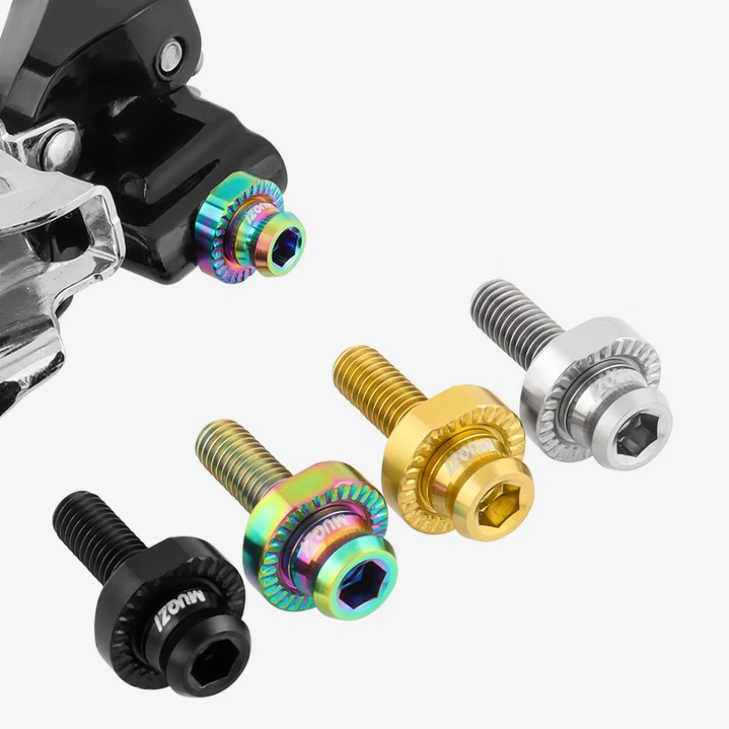 AliExpress MOONBIFFY Road Bicycle Front Derailleur Fixing Screw Washer Set, Titanium Alloy Curved Half-moon Washer, Ultra-lightweight Bicycle Screws