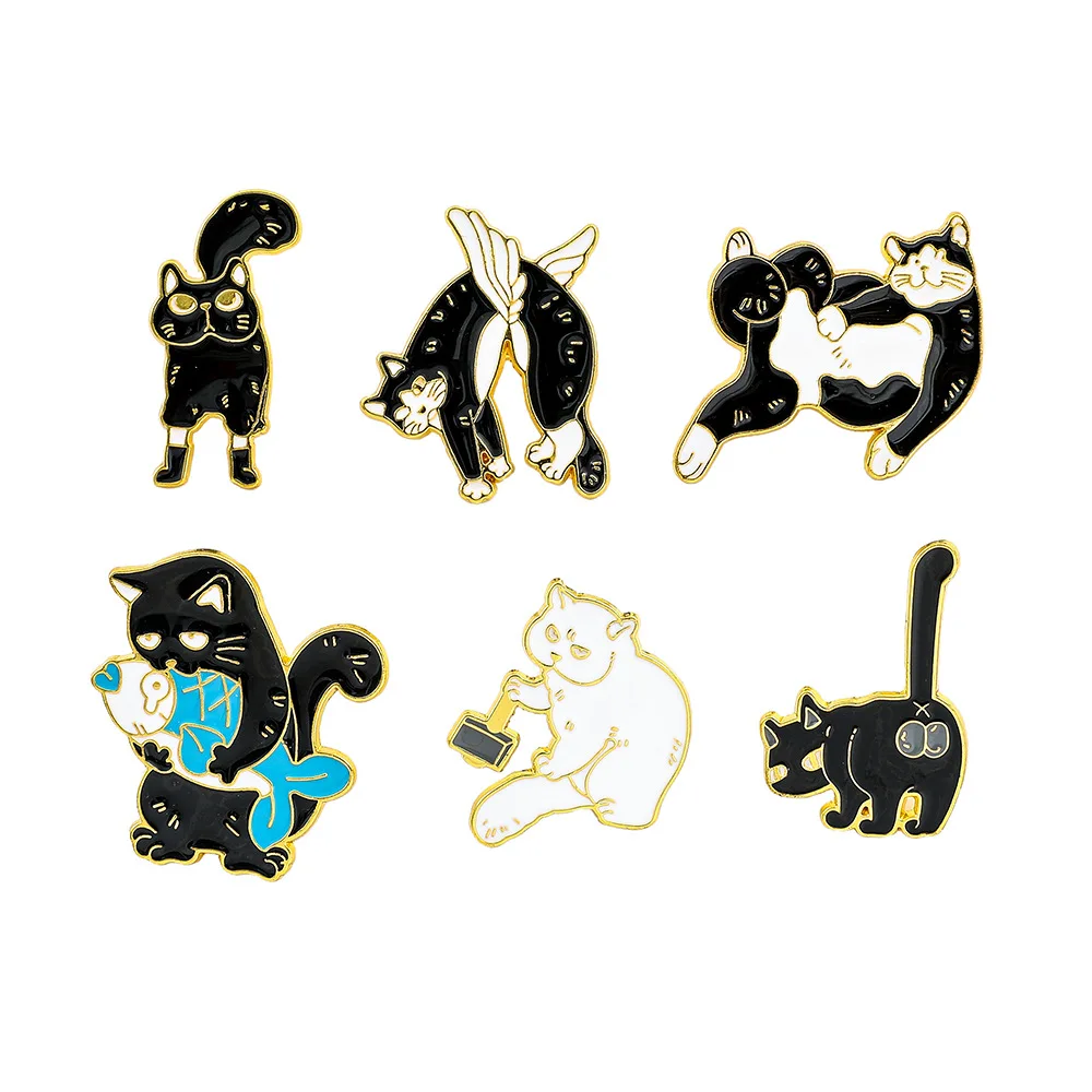 Kitten Series Brooch Cute Cartoon Animal Metal Badge Small Jewelry Gift Wholesale Cap Pin Hat Pins for Caps Backpack Accessories
