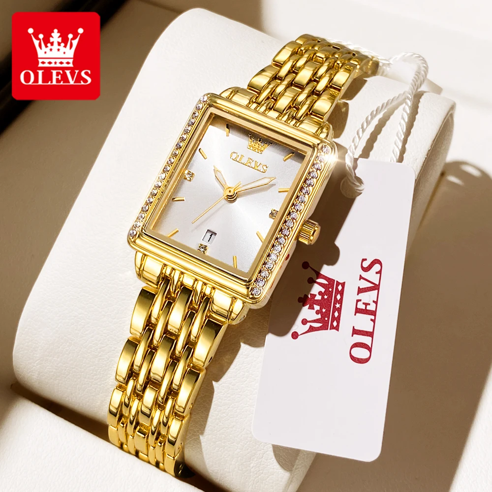 OLEVS 9995 ساعة كوارتز نسائية أنيقة فاخرة الماس هدية المرأة تاريخ تلقائي مقاوم للماء ساعة مضيئة Relojes Para Mujer