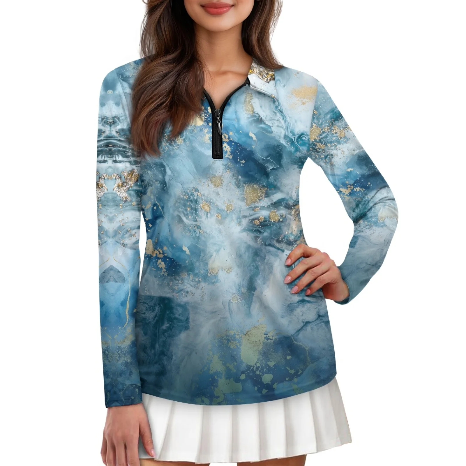 PENSTROLL Marble Womens Breathable Quick Dry T Shirt Comfortable Active Pullover for Winter