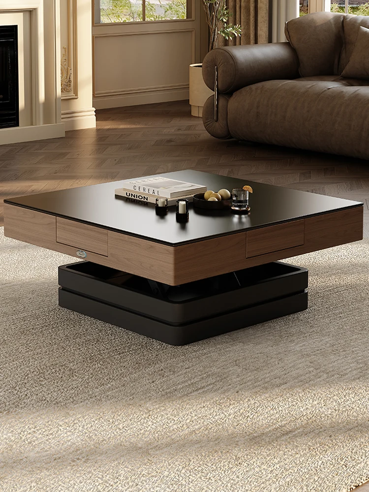 Function Lifting rock slab coffee table dining table integrated dual-purpose, household  and ancient style