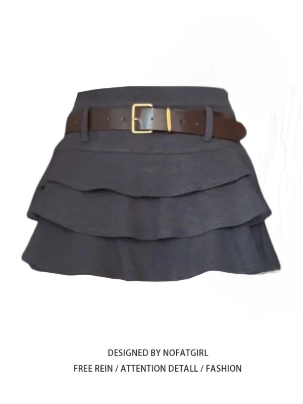 

plus Size Korean Sle A-Line Skirt with Lace Hem Cake Design Woolen Skirt for Women Autumn Winter Slimming ort Skirt