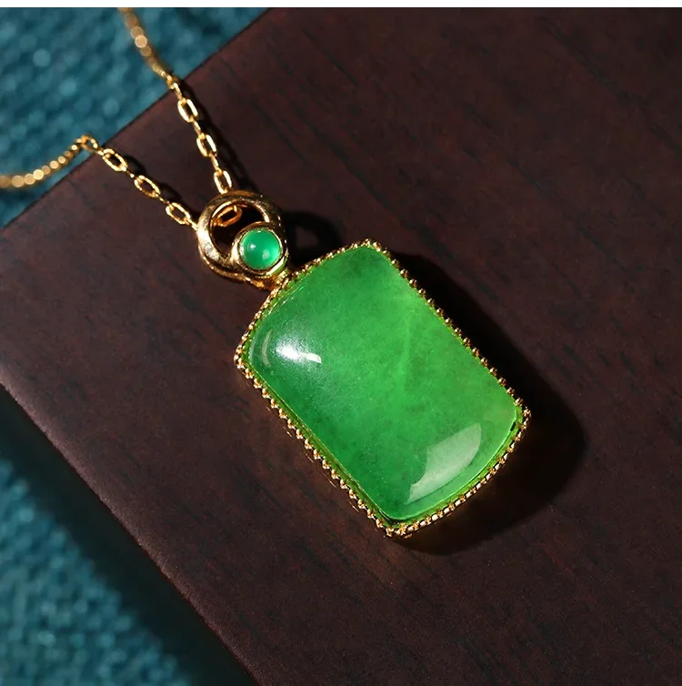 

Green Jade Pendant Natural Charms Stone Gift 925 Silver Chinese Necklaces Gifts for Women Necklace Talismans Chain Jewelry