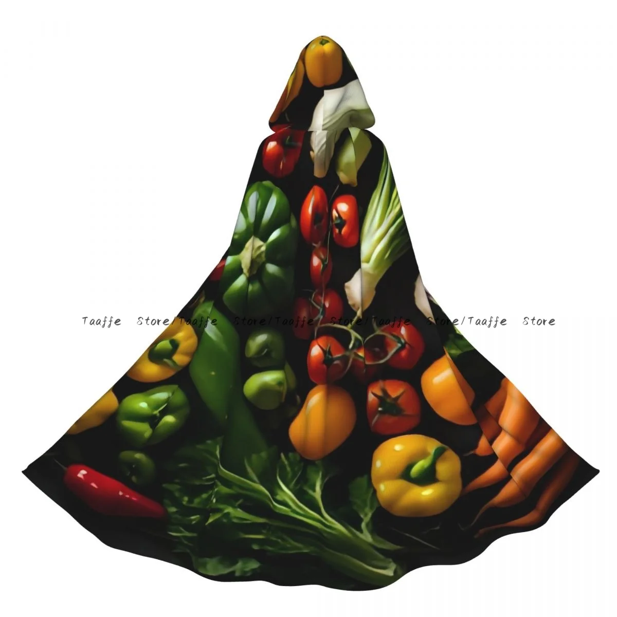 Capa unisex de Halloween con verduras y brócoli, tomates, pimientos, capa con capucha, disfraz Medieval, bruja, Wicca, vampiro