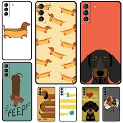 Cartoon Dachshund Sausage Dog Case For Samsung Galaxy S24 S22 S23 Ultra Note 20 S9 S10 Note 10 Plus S20 FE S21 FE Cover