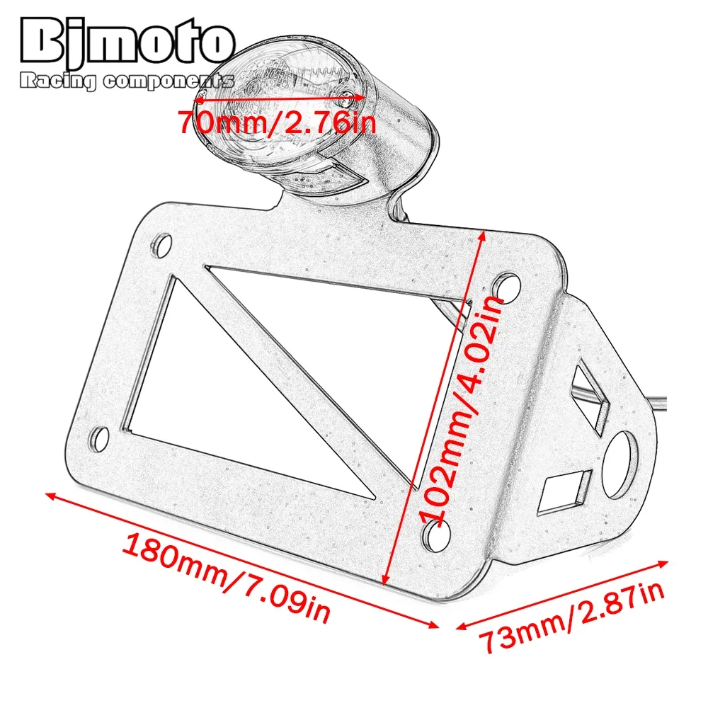 Motorcycle Universal Tail Light Side Mount License Plate Bracket LED Light For Harley Cafe Racer Honda Suzuki Yamaha - view 6