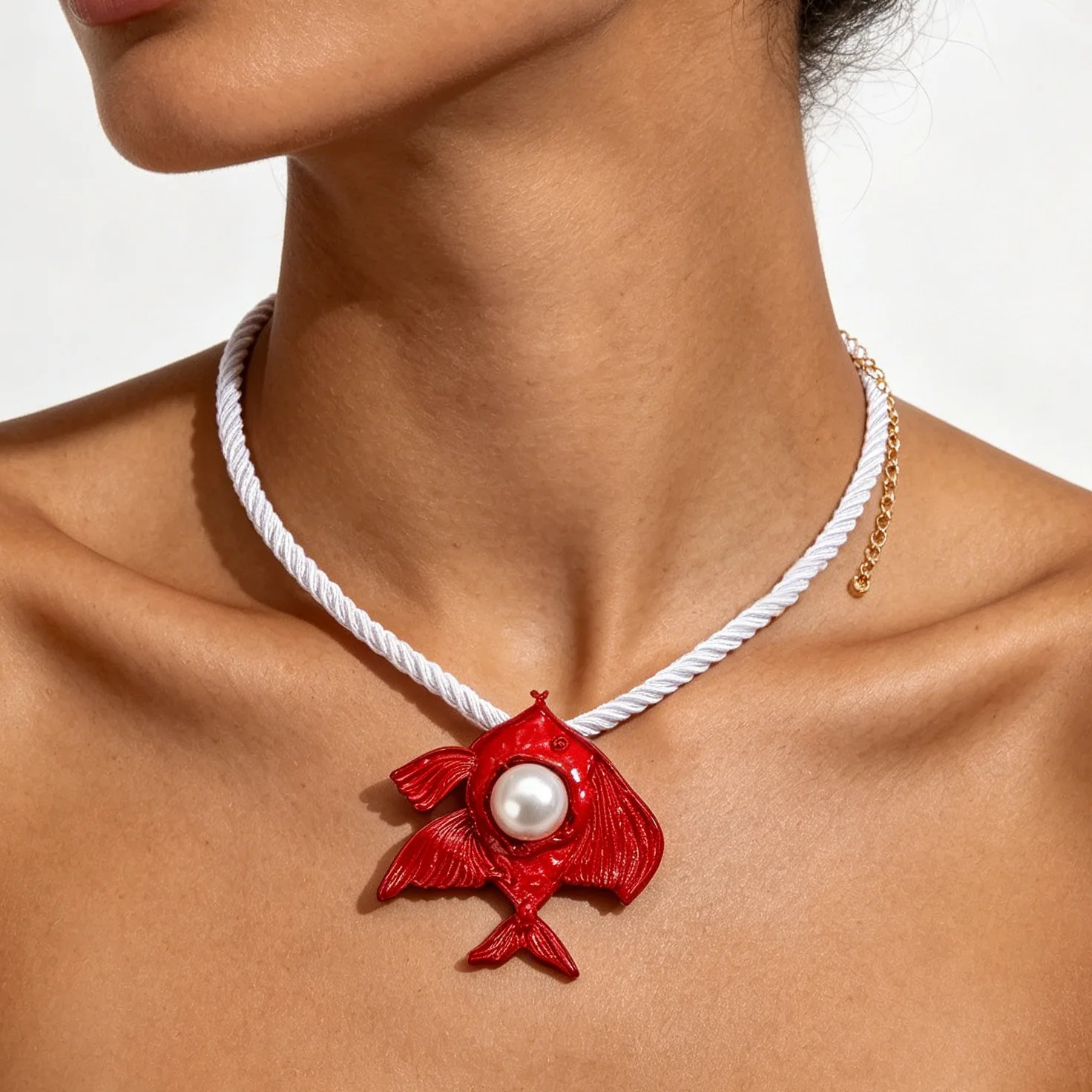 Source Fish Pendant Imitation Pearl Simple Premium Necklace Beach Natural Holiday Jewelry Exaggerated Jewelry