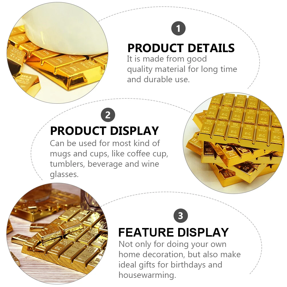 

Gold Brick Plastic Cup Mat Heat Insulation Placemat Heat Insulation Table Placemat Home Cafe Restaurant Table Protection Gift