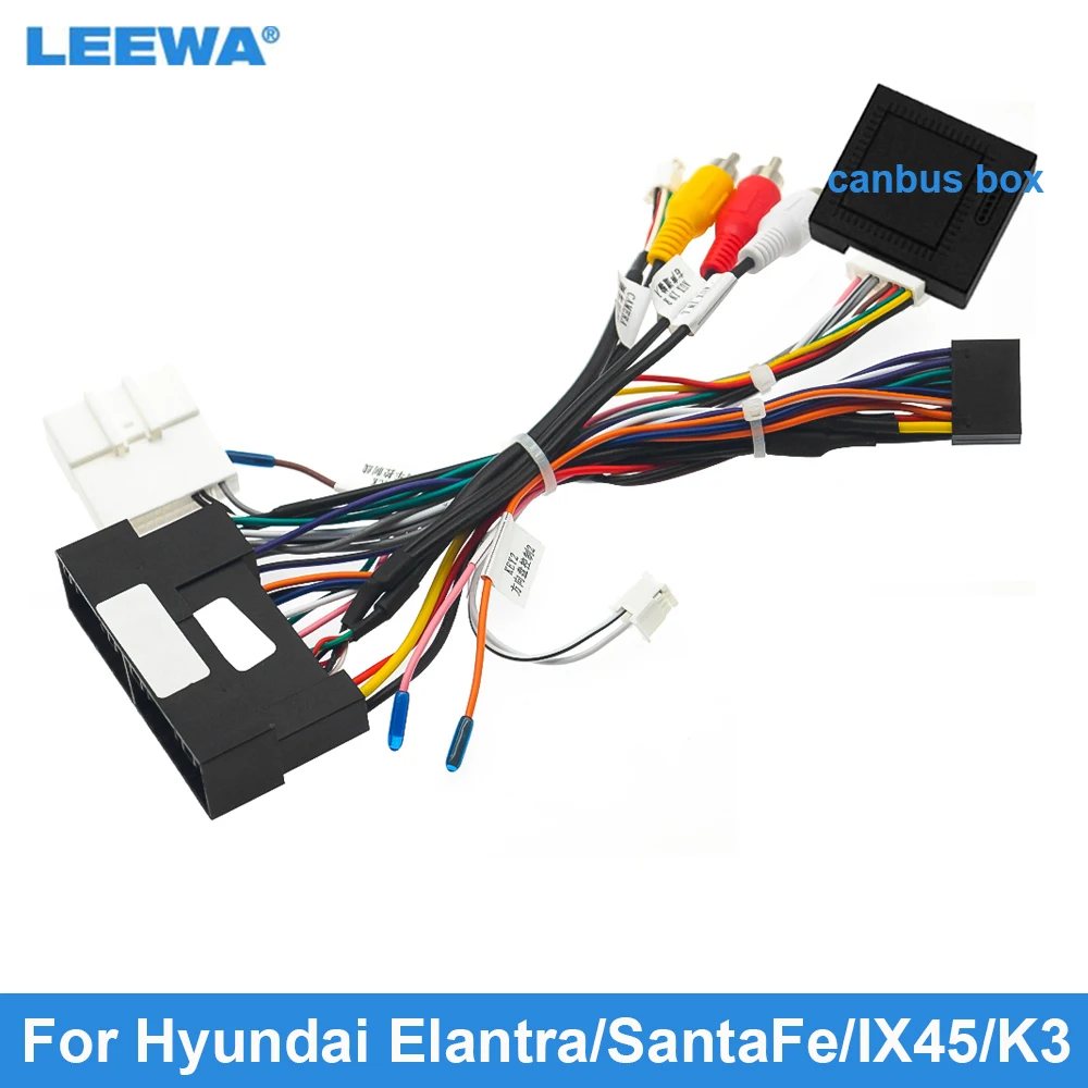 

LEEWA Car Stereo 16Pin Power Wiring Harness Support Original USB For Hyundai Elantra/SantaFe/IX45/K3/Sportage/Sorento