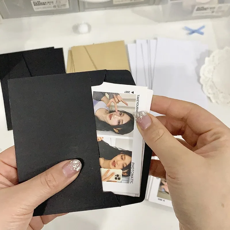 

10 шт., винтажные европейские бумажные конверты, простые черные какиши цвета Kpop, посылка для фотокарт, конверты, студенческие принадлежности, детский подарок