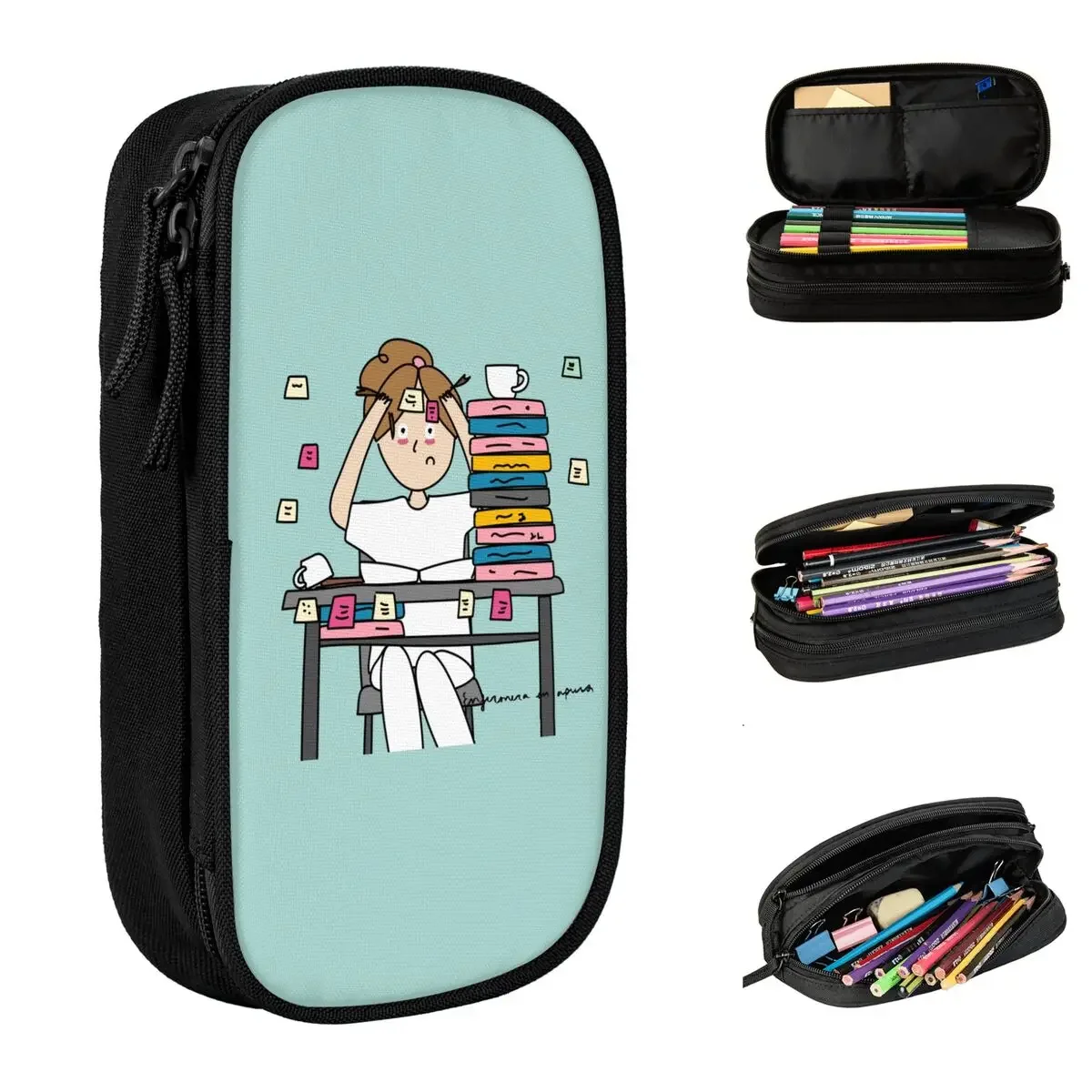 

Cute Enfermera En Apuros Pencil Case Nurse Medicine Pencilcases Pen for Student Large Storage Bag Office Gifts Stationery