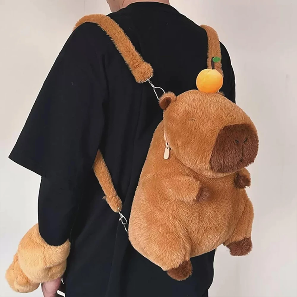 Bonito kawaii capivara mochila de pelúcia design animal de pelúcia com alça de ombro ajustável fofa para presentes das crianças
