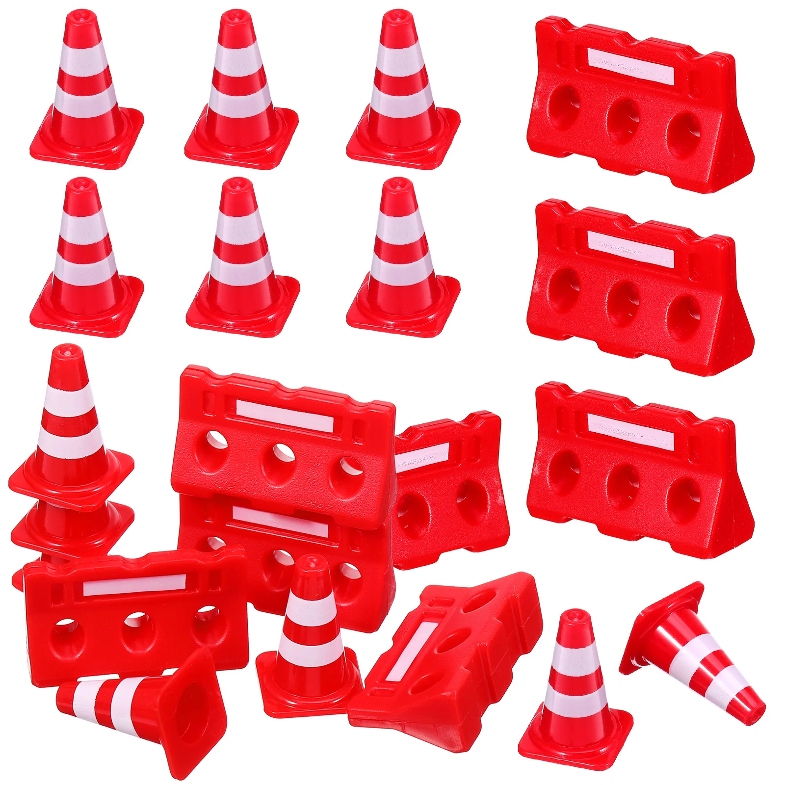 24 Pcs Road Sign Barricade Toy Signs Street Playset Car Safety Toys Traffic Cone for Kids Plastic Tape