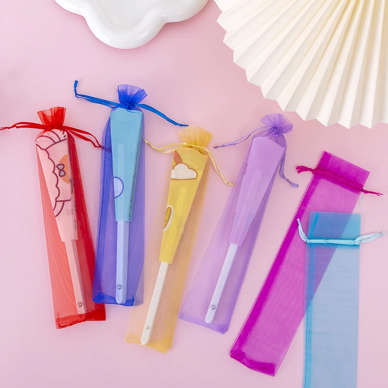 20pcs Folding Hand Fan Pouch Drawstring Organza Bags Folding Fan Pocket Bag For Outdoor Wedding Party Favor Gift Bags