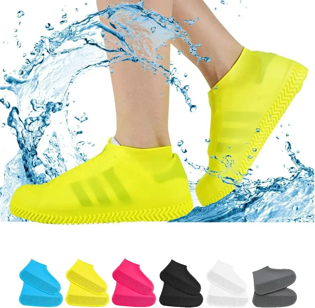 Cubiertas impermeables para zapatos, cubrezapatos antideslizantes resistentes al agua, protectores de cubrezapatos de lluvia de goma de silicona para niños, hombres y mujeres