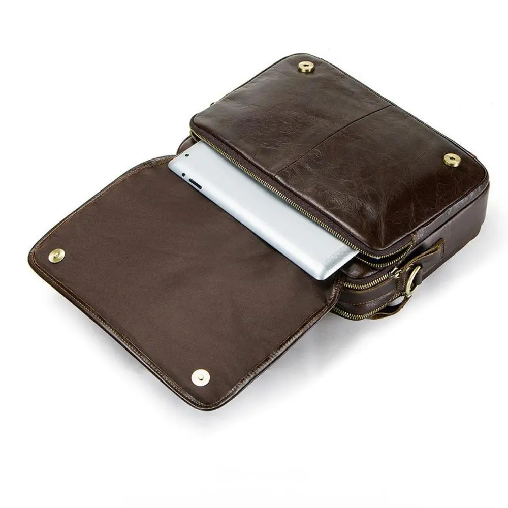 Borsa a tracolla alla moda in pelle bovina con strato superiore a spalla da uomo casual Black Angel