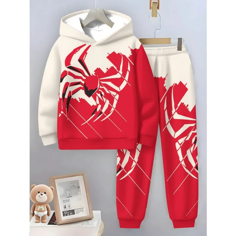 2025 طقم هوديي رياضي مطبوع عليه حيوانات ثلاثية الأبعاد وسراويل كاجوال مناسبة للأنشطة الخارجية