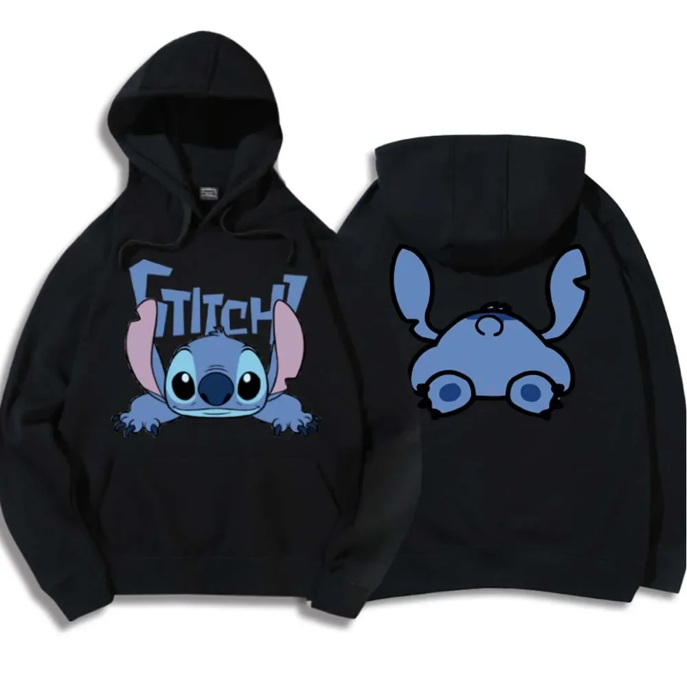 Disney Chic Fashion Stitched Little Monster Letter Cartoon Hoodie Pullover Unisex Women\'s Sweatshirt Cute Couple Top