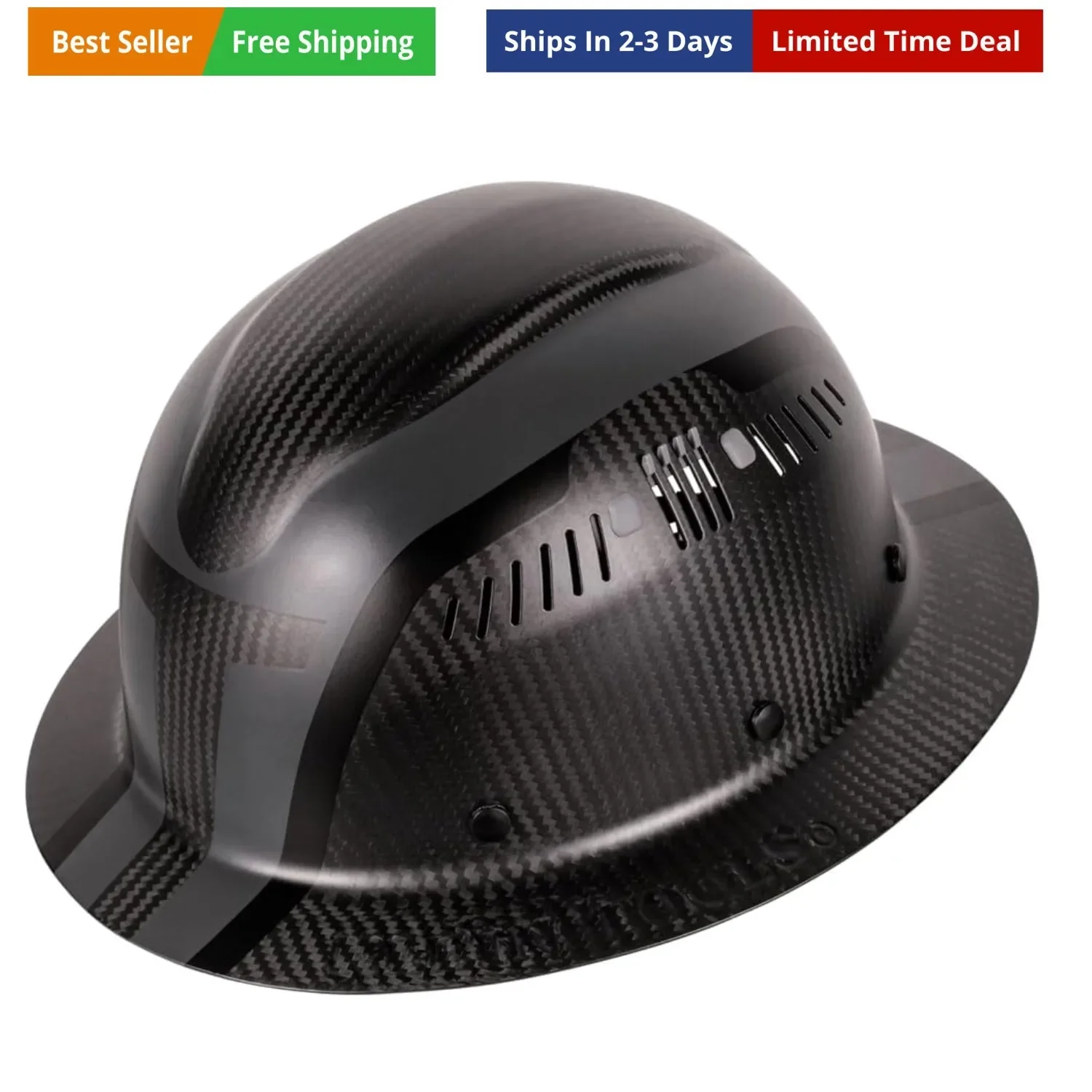 

Hard Hat, K12 Series Carbon Fiber Full Brim, Vented, Class C, Type 1, Spartan