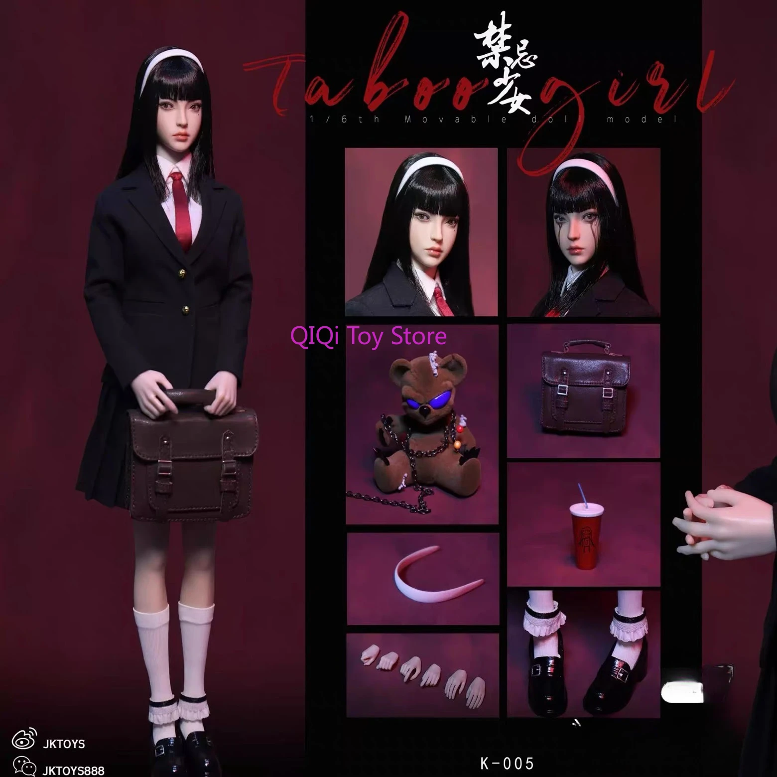 K-005 Ragazza Proibita Ito Junji Tomie versione cosplay 1/6 occhi mobili scultura a doppia testa soldato completamente mobile