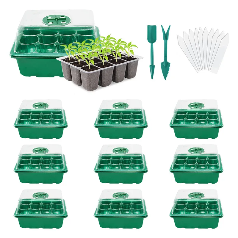 6/12Grids Seed Starter Tray with Ventilation Hole Seeds Growing Cultivation Planting Box Mini Greenhouse Plant Starter Kit