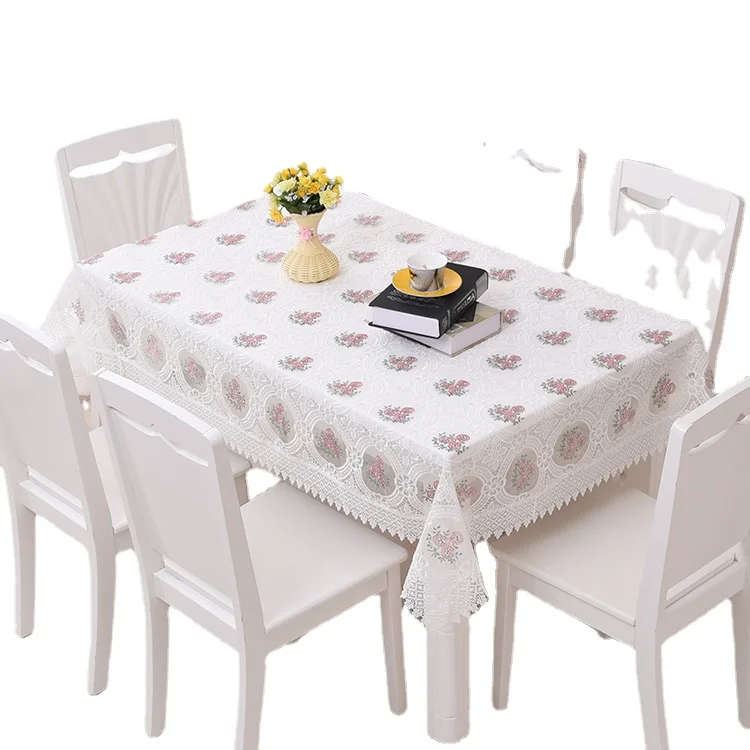 

Gauze Tablecloth Rectangle Luxury Embroidery Lace Round Table Cover Elegant Flower Hollow Out Table Dinning Cloth Home Decor