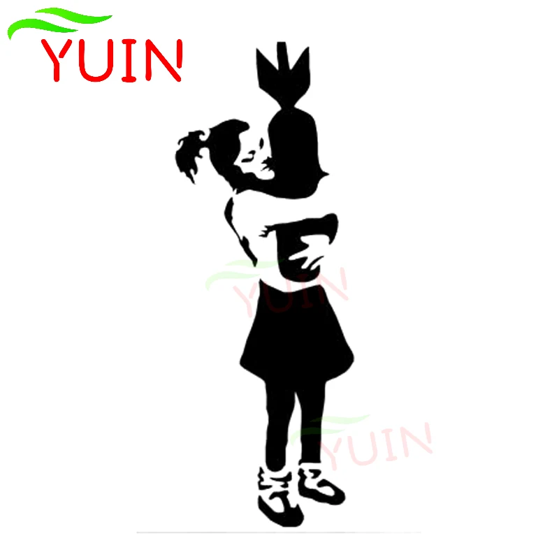 YUIN Banksy Girl and Bomb Car Decals Fashion Decoration Personalized PVC Waterproof Sunscreen Stickers Can Be Customized Color