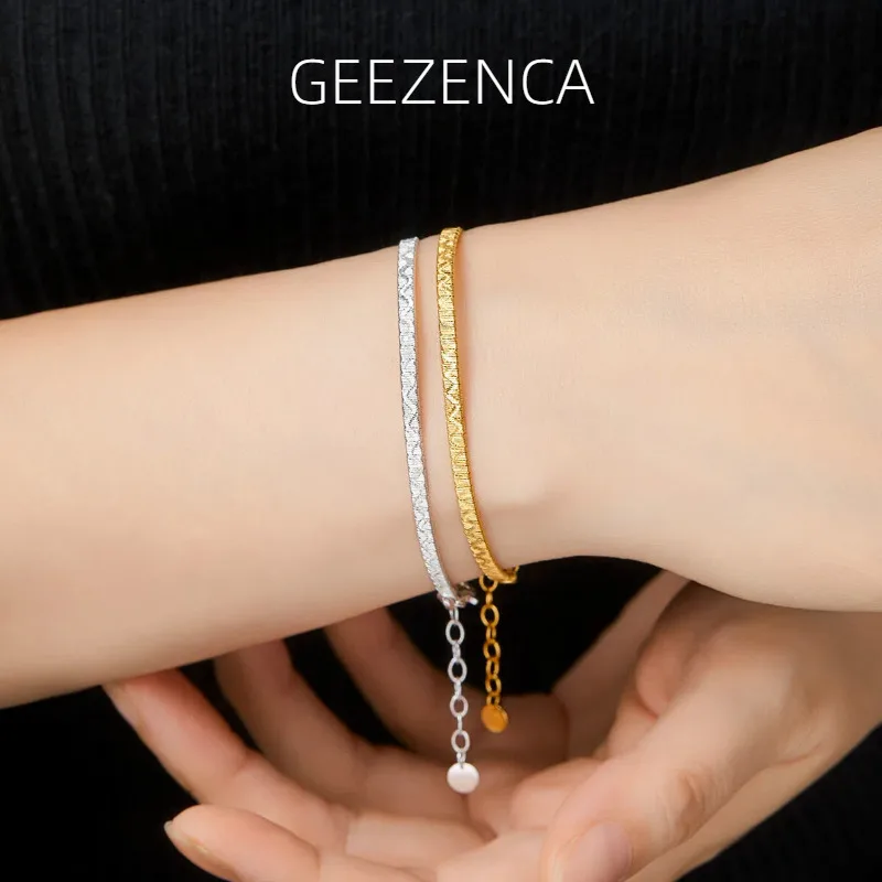 GEEZENCA Italian Luxury 925 Sterling Silver 3mm Thin Chain Link Bracelet Women Fine Jewelry Dainty Trendy Stack Bracelets Gift