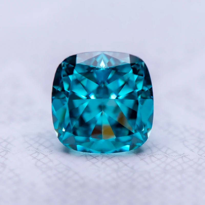 

Cubic Zirconia Cushion Shape Aquamarine Color 5A Grade 4k Crushed Ice Cut Charm Beads for DIY Jewelry Making Ring Main Materials