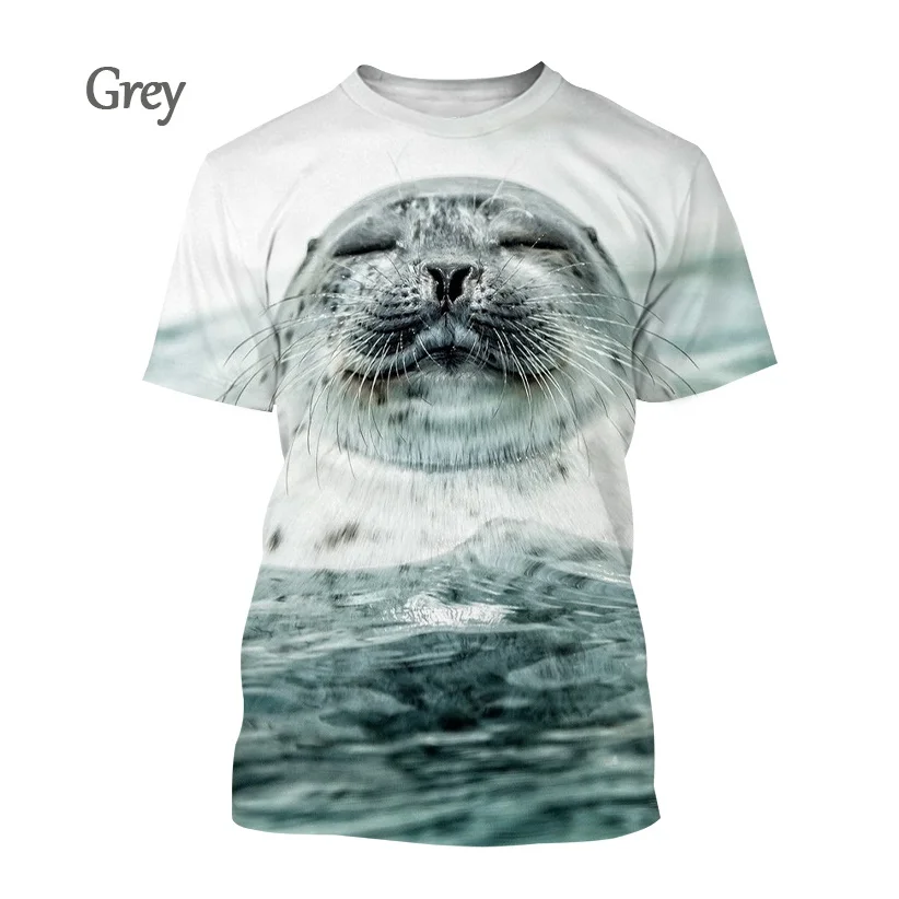 T-shirts Animals Funny Seal Fashion Summer Crew Neck 3D Print TShirts Boy Girl Kawaii Oversized  Casual Streetwear Tee Clothes