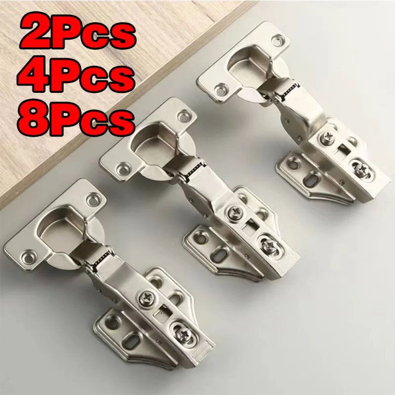 2-20Pcs Rust-Proof Stainless Steel Hidden Cabinet Hinges Hydraulic Soft Close Mute Buffer with Screws for Wardrobe Cupboard