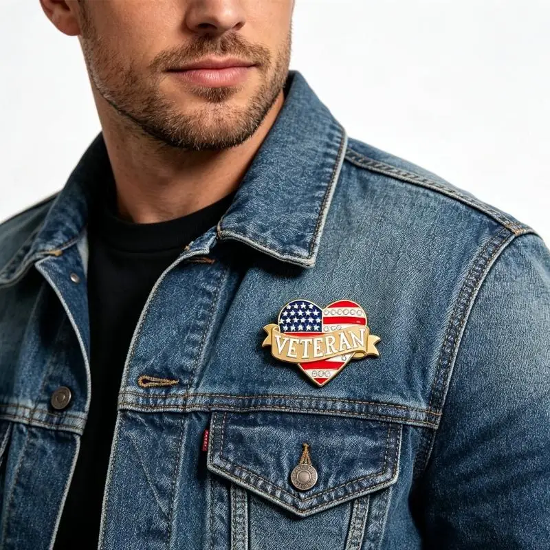 Memorial Day Accessory American Flag Veterans Brooch Pin Memorial Chest Badge For Jackets Hats And Bags E0BF