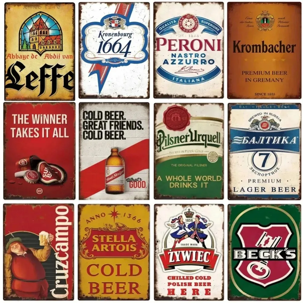 علامة القصدير المعدنية خمر لشريط البيرة النبيذ ديكور رجل الكهف المرآب