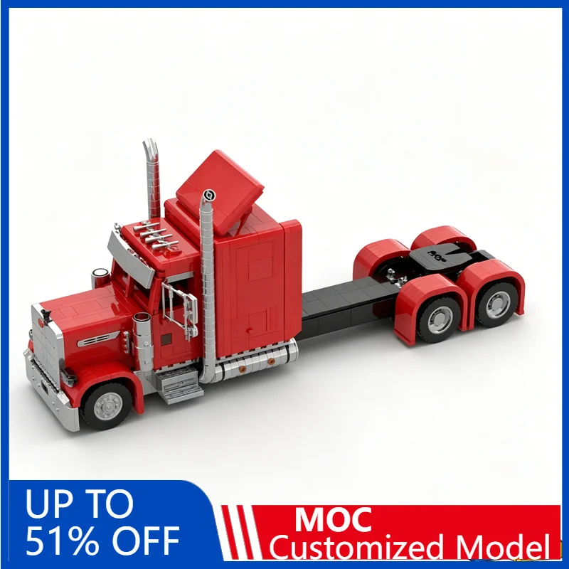 

2929PCS Peterbilt 379 Long Size Red Semi Truck Vehicle Building Blocks Model DIY Education Assembly Toy Collection Display Gift