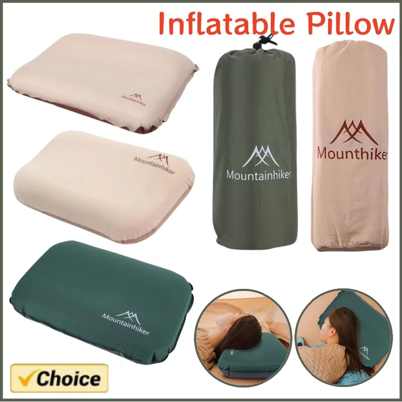 Almohada para dormir autoinflable ultraligera 3D portátil, almohada de aire para acampar, almohada de viaje comprimible de alto rebote, protección del cuello