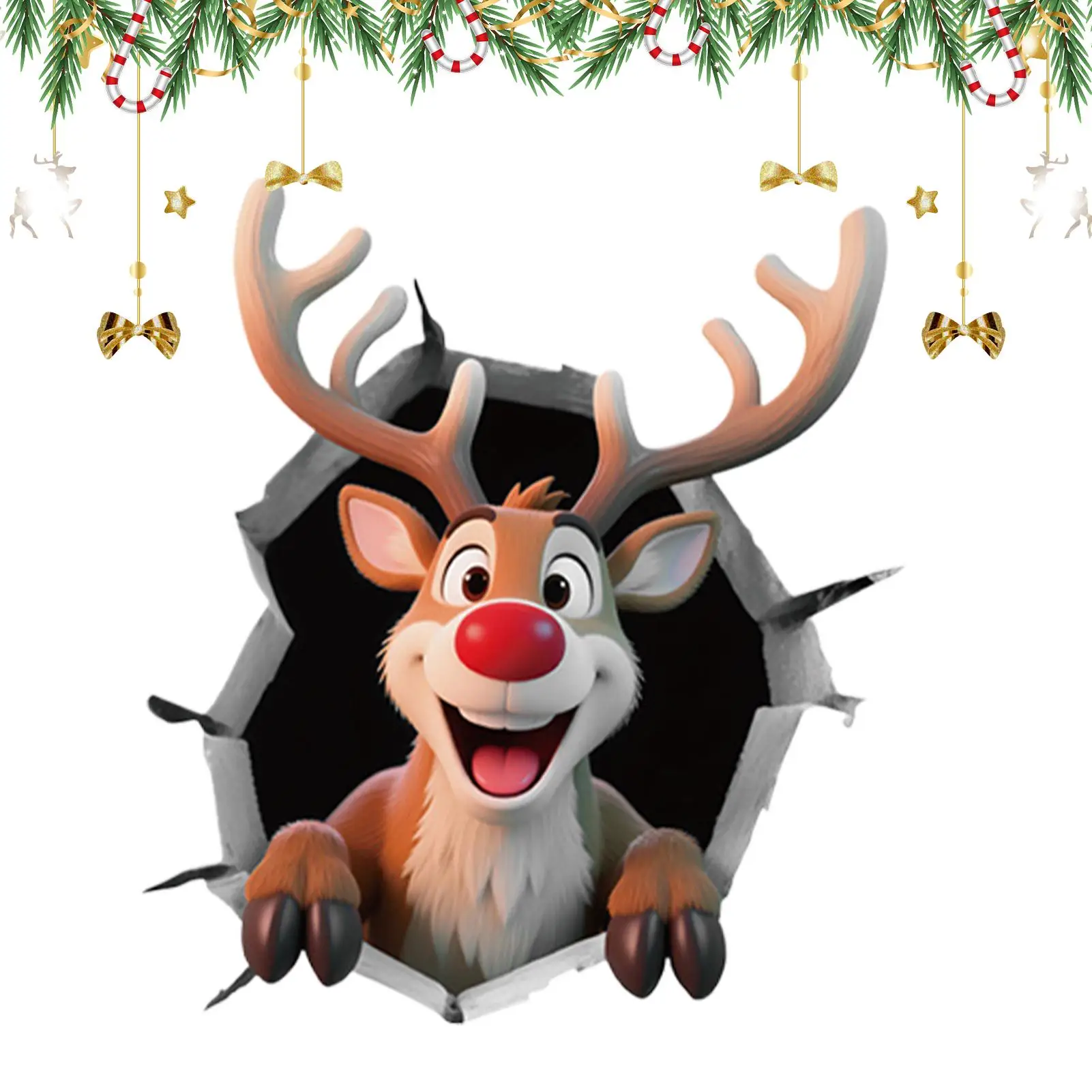 Christmas Wall Decals Santa Claus Reindeer Breaking Wall Snowman Sticker Decorations Toilet Seat Lid Decals for Home Party