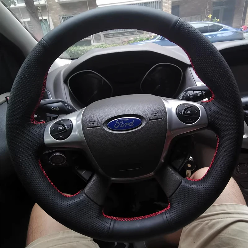 Car Steering Wheel Cover Artificial Leather For Ford Focus 3 2012 C-MAX 2011 KUGA Escape 2013-2016 Steering-Wheel Cover Wrap