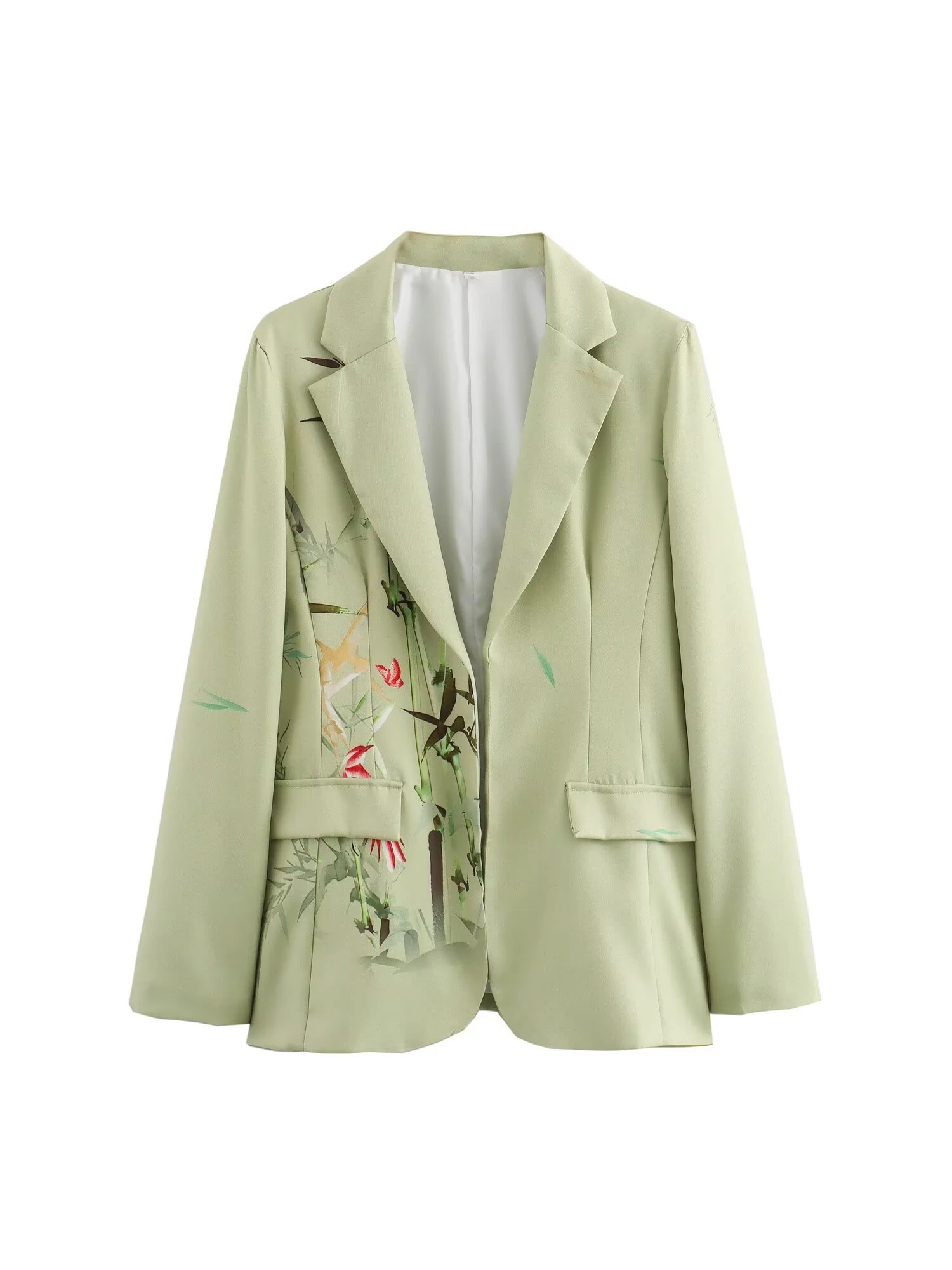 

Женский зеленый приталенный пиджак с принтом, винтажная верхняя одежда в китайском стиле с длинными рукавами, однобортный костюм, пальто Y2k, осень 2000-х годов