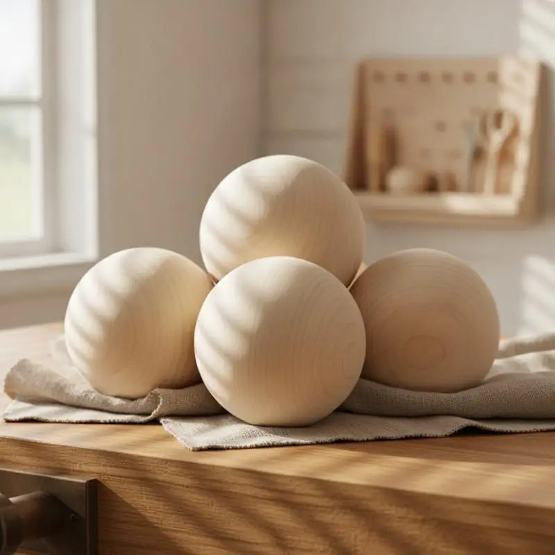 Natural Smooth Wooden Craft Balls Unfinished Round Solid Wood Spheres 30/40/50/60mm for DIY Knitting Crochet Projects